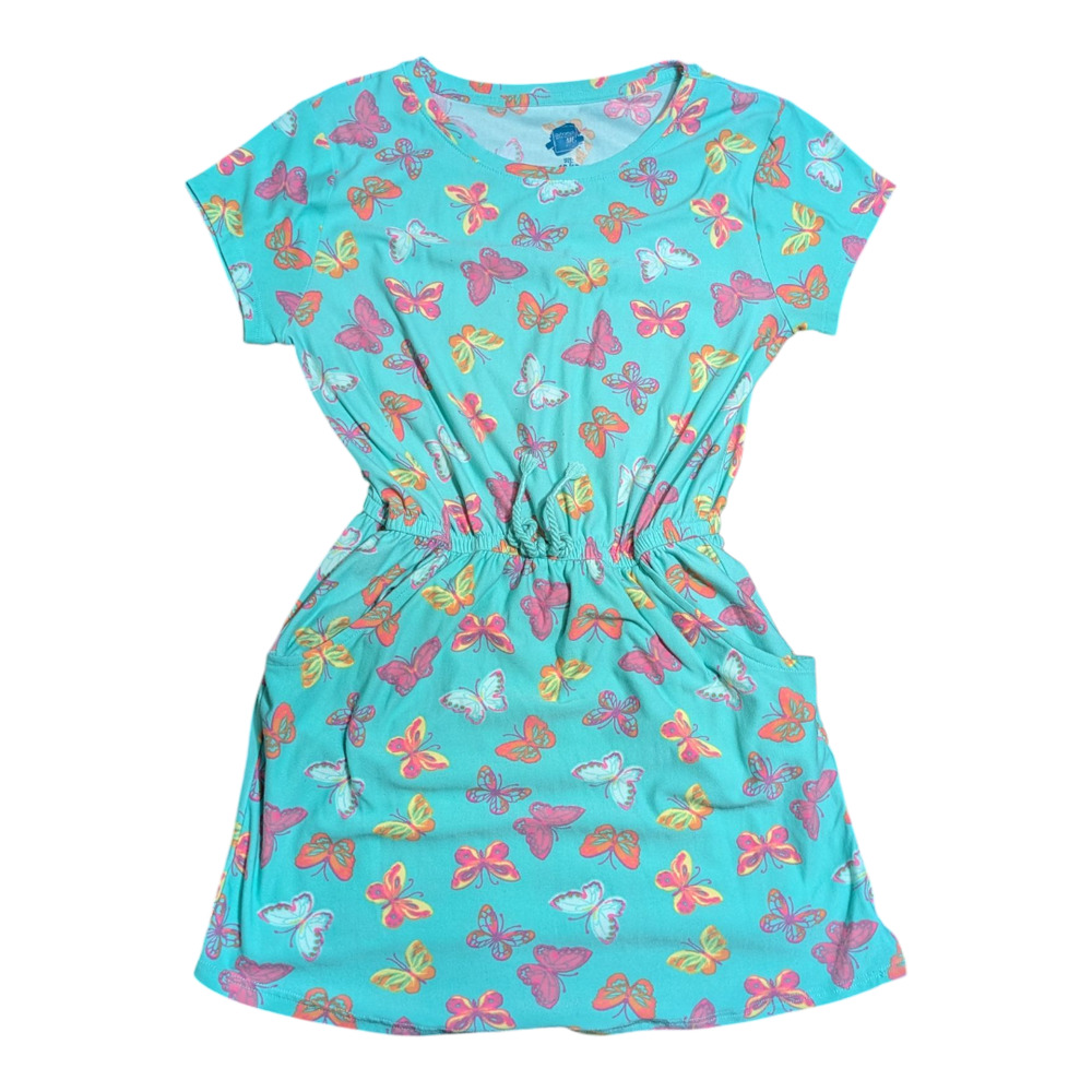 Extremely Me - Girls Dress Size 10-12 - Green with Butterfly Design